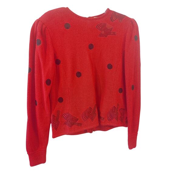 Anne Crimmins for Umi Collections Vintage 2 Pc Set Skirt Silk Sz 12 Red Black - Picture 3 of 9